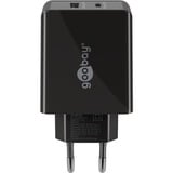 goobay USB-C PD Dual-Schnellladegerät 30 Watt schwarz, 1x USB-A, 1x USB-C PD