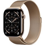 Apple Watch Series 11, Smartwatch Titan Gold, Titangehäuse, 46 mm, Milanaise Armband gold M/L, Cellular