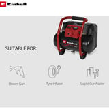 EINHELL Power X-Change Akku-Kompressor TE-AC 36/150 Li OF - Solo, 36Volt (2x18V) schwarz/rot, ohne Akku und Ladegerät