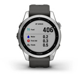 Garmin fēnix 7s, Smartwatch silber, 42 mm, graphitfarbenes Armband aus Silikon
