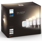 Philips Hue White Starter-Kit E27, LED-Lampe drei Lampen, eine Hue-Bridge, ein Dimmschalter, ersetzt 75 Watt