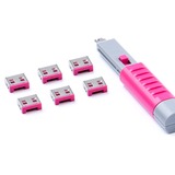 SMARTKEEPER ESSENTIAL USB-A Port Lock (UL03) + Lock Key Basic (U03), Einsteckschloss Farbcode Pink, 6 Stück + 1 Schlüssel