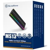 SilverStone MS13, Laufwerksgehäuse schwarz, RGB-LED-Statusanzeige