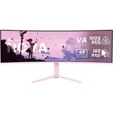 Arozzi Nova 49TUW165, Gaming-Monitor 124.5 cm (49 Zoll), pink, UWQHD, VA, Curved, HDMI, DP, USB-C, USB-Hub, 165Hz Panel
