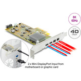 DeLOCK PCI-E x4 Karte zu 2x USB-C 40Gbps / 2x MiniDisplay LP, Schnittstellenkarte 