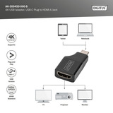 Digitus 4K USB Adapter, USB-C Stecker > HDMI A Buchse schwarz, 4K @ 30HZ