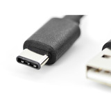 Digitus USB 2.0 Anschlusskabel USB-A > USB-C schwarz, 1,8 Meter, PD, Laden mit bis zu 15 Watt