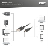 Digitus USB 2.0 Anschlusskabel USB-A > USB-C schwarz, 1,8 Meter, PD, Laden mit bis zu 15 Watt