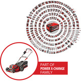 EINHELL Professional Akku-Rasenmäher GP-CM 36/47 S Li BL, 36Volt (2x18Volt) rot/schwarz, 4x Li-Ionen Akku 4,0Ah, mit Hinterradantrieb Vario Speed