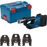 Bosch Akku-Presswerkzeug GPT 18V-19 Professional solo, 18Volt, Kit SV, Pressmaschine blau, ohne Akku und Ladegerät, 3 Pressbacken Compact SV, in L-BOXX
