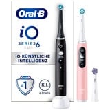 Braun Oral-B iO Series 6 Duo, Elektrische Zahnbürste schwarz/rosa, Black Lava/Pink Sand inkl. 2. Handstück
