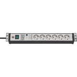 Brennenstuhl Premium-Line Steckdosenleiste 6-fach, 19" Format schwarz/hellgrau, 3 Meter, 60.000A Überspannungsschutz