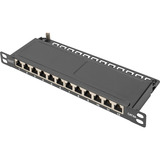 Digitus 10" Slim Patchpanel DN-91612S-SL-EA, 12-Port, Cat.6a schwarz, 0,5HE, Rack Mount, geschirmt