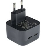 Inter-Tech Ladegerät PD-2036, 2x USB-C Charger schwarz, ohne Kabel, PD 36 Watt