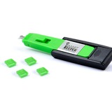 SMARTKEEPER ESSENTIAL Mini USB-B Port Lock (UL04) + Lock Key Mini (U04), Einsteckschloss Farbcode Grün, 4 Stück + 1 Schlüssel