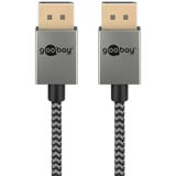 goobay DisplayPort Kabel 2.0/2.1 Slim silber/schwarz, 1 Meter