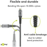 goobay USB 2.0 Adapterkabel, USB-A Stecker > Lightning Stecker grau/silber, 2 Meter, gesleevt, Metallstecker