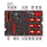 EINHELL E-Case Werkzeugkoffer Hobby, 153-teilig, Werkzeug-Set schwarz/rot