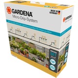 GARDENA Micro-Drip-System Tropfbewässerung Set Balkon, 15 Pflanzen, Tropfer schwarz/grau, Modell 2023