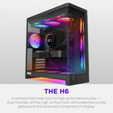 NZXT H6 ( 2026 ) All Black, Tower-Gehäuse schwarz, Tempered Glass x 2