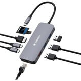 Verbatim USB-C Pro Multiport-Hub CMH-09, 9 Port , Dockingstation grau, HDMI, RJ-45, 3x USB-A, 2x USB-C, PD, SD, microSD