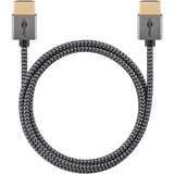 goobay Plus Slim High-Speed-HDMI-Kabel mit Ethernet, 4K @ 60Hz grau, 1 Meter