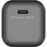 goobay USB-C Ladeset, PD, 65 Watt, USB-C Textilkabel, Ladegerät schwarz, 1x USB-C PD, GaN, 1 Meter Kabel