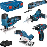 Bosch Professional 5-teiliges 12Volt-Werkzeug-Set, GSR + GOP + GKS + GSA + GST blau, 3x Li-Ionen Akku 3,0Ah, XL-BOXX