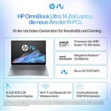 HP OmniBook Ultra 14-fd0097ng, Notebook silber, AMD Ryzen AI 9 HX 375, AMD Radeon 890M, 32 GB LPDDR5X, 1 TB (1 TB SSD), Windows 11 Home