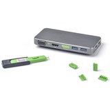 SMARTKEEPER ESSENTIAL DisplayPort Lock (DL04) + Lock Key Mini (U04), Einsteckschloss Farbcode Grün, 4 Stück + 1 Schlüssel