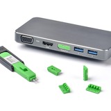 SMARTKEEPER ESSENTIAL DisplayPort Lock (DL04) + Lock Key Mini (U04), Einsteckschloss Farbcode Grün, 4 Stück + 1 Schlüssel