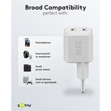 goobay USB-C Dual-Schnellladegerät Nano, PD, GaN, 35 Watt weiß, 2x USB-C, Power Delivery 3.0