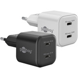 goobay USB-C Dual-Schnellladegerät Nano, PD, GaN, 35 Watt weiß, 2x USB-C, Power Delivery 3.0