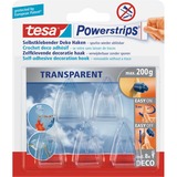 tesa Powerstrips Small DECO Haken, Kleber transparent, 5 Haken + 8 Strips