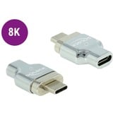 DeLOCK USB 3.2 Gen 2 Magnetischer Adapter, USB-C Stecker > USB-C Buchse silber, 8K 30Hz, Thunderbolt 3, PD, Laden mit bis zu 100 Watt