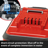 EINHELL Akku Power-X-Change Plus 18Volt 4,0Ah SEALED rot/schwarz, IP57, wasserfest, Kurzschlusssicherung