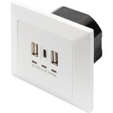 Digitus Steckdose Unterputz, mit USB A und USB-C Ports weiß, 2x USB-A, 1x USB-C, 3,1A