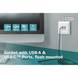 Digitus Steckdose Unterputz, mit USB A und USB-C Ports weiß, 2x USB-A, 1x USB-C, 3,1A