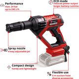 EINHELL Power X-Change Akku-Druckreinigerpistole HYPRESSO 18/24-1, 18Volt rot/schwarz, ohne Akku und Ladegerät