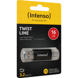 Intenso Twist Line 16 GB, USB-Stick anthrazit/transparent, USB-A 3.2 Gen 1, USB-C 3.2 Gen 1