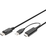 Digitus Adapterkabel HDMI > Displayport, UHD 4K schwarz, 2 Meter