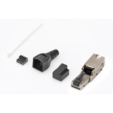 Digitus CAT.6a Feldstecker abwinkelbar, STP mit Staubschutzkappe silber, 1 Stück