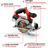 EINHELL Akku-Handkreissäge TE-CS 18/150 Li-Solo, 18Volt rot/schwarz, ohne Akku und Ladegerät