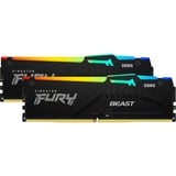 Kingston FURY DIMM 32 GB DDR5-5200 (2x 16 GB) Dual-Kit, Arbeitsspeicher schwarz, KF552C36BBEAK2-32, FURY Beast RGB, INTEL XMP, AMD EXPO