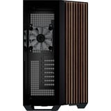 APNX V1-W-BK-v3, Tower-Gehäuse schwarz, Tempered Glass x 2, Holz-Verkleidung