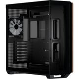 APNX V1-W-BK-v3, Tower-Gehäuse schwarz, Tempered Glass x 2, Holz-Verkleidung