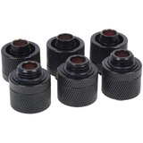 Alphacool HF 16/10 Anschraubtülle G1/4 - Deep Black Sixpack, Verbindung schwarz, für weiche Schläuche (PVC, Silikon, Neoprene)