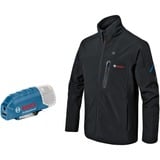 Bosch Professional Heat+Jacket GHJ 12+18V Kit Größe 2XL, Arbeitskleidung schwarz, inkl. Ladeadapter GAA 12V-21, 1x 12-Volt-Akku