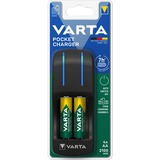 Varta Pocket Charger, Ladegerät schwarz, Lädt bis zu 4 AA, AAA