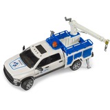 bruder 02509 RAM 2500 Service Truck mit Kran und Rundumleuchte, Modellfahrzeug 